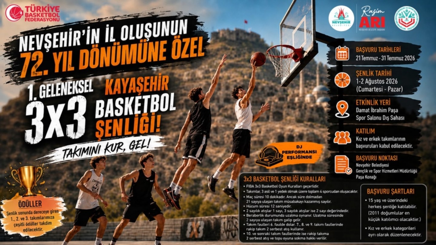 1. Geleneksel Kayaşehir 3x3 Basketbol Şenliği Başlıyor